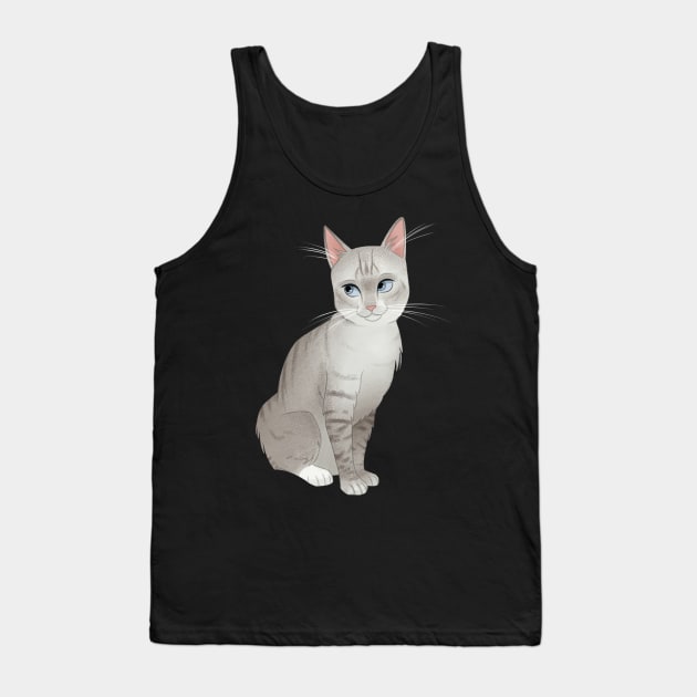 Gray Siamese Cat Tank Top by PastelShark